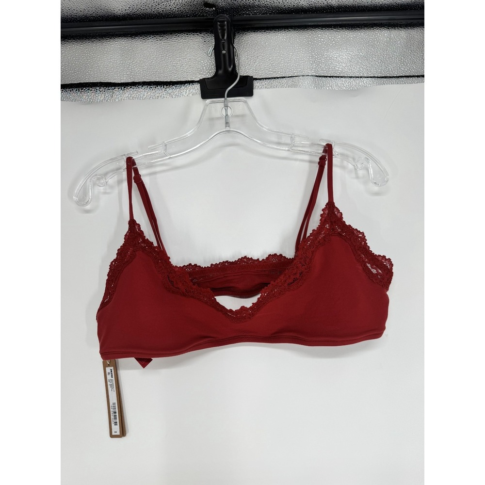 SKIMS Fits Everybody Lace Scoop Bralette Bra Womens Size XL Brick Red Adjustable